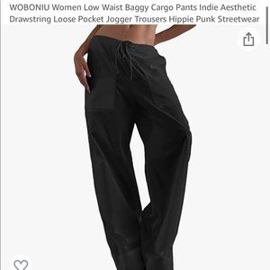 Small black parachute pants